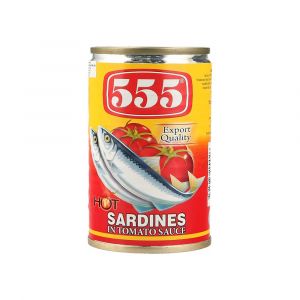 555 SARDIINESS IN TOMATO SAUCE WITH CHILLI 185 GM