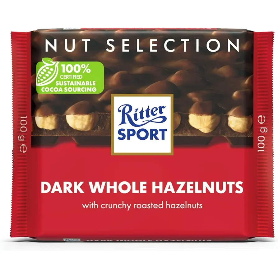 Ritter Sport Dark Chocolate With Whole Hazelnut, 100g