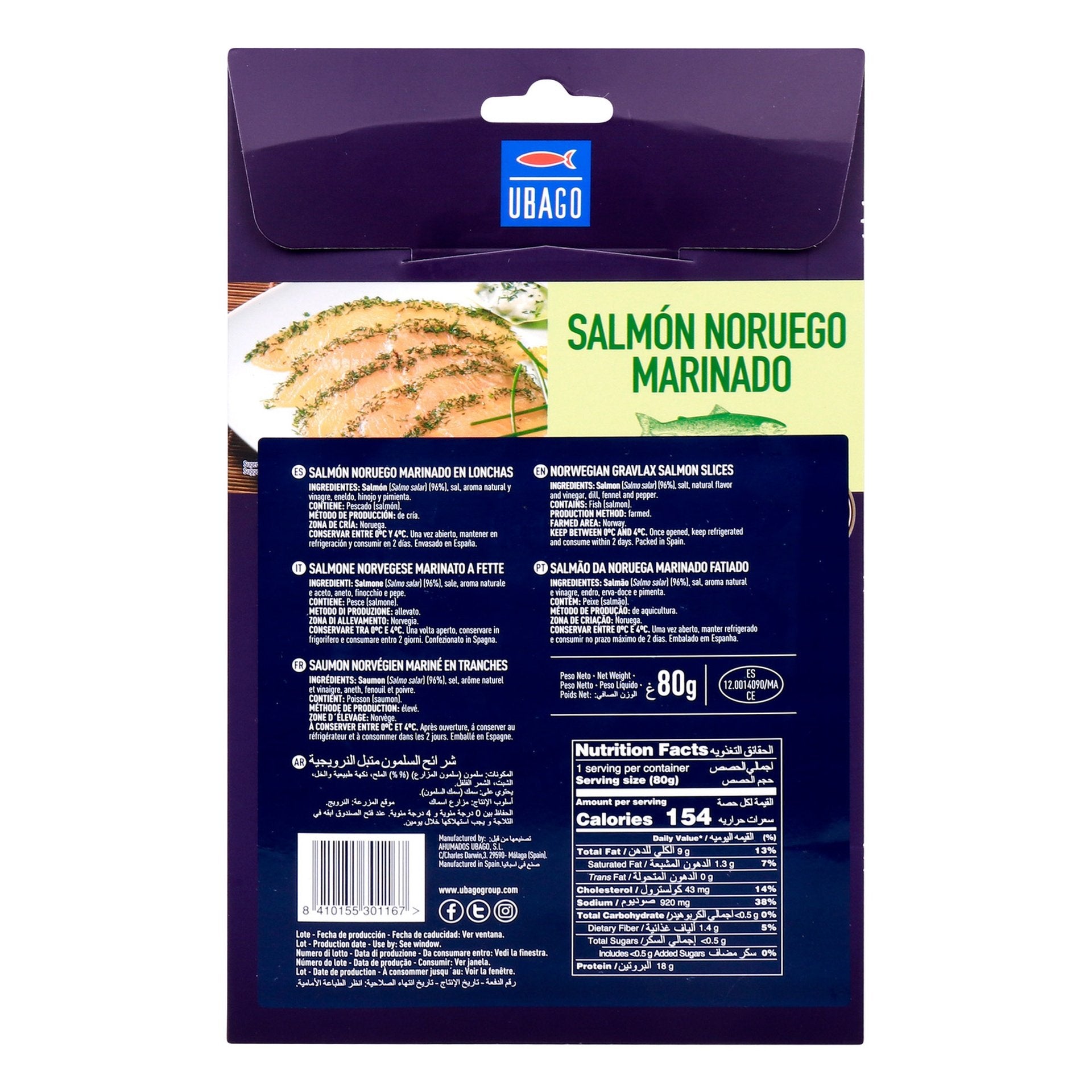 Ubago Norwegian Gravlax Salmon Slices 80 g