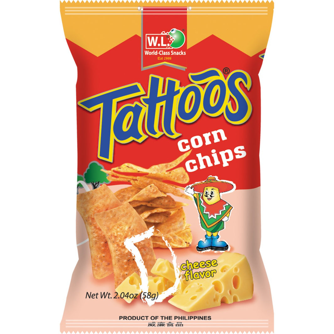 W.L FOODS TATTOOS CORN CHIPS CHEESE FLAVOUR 120G