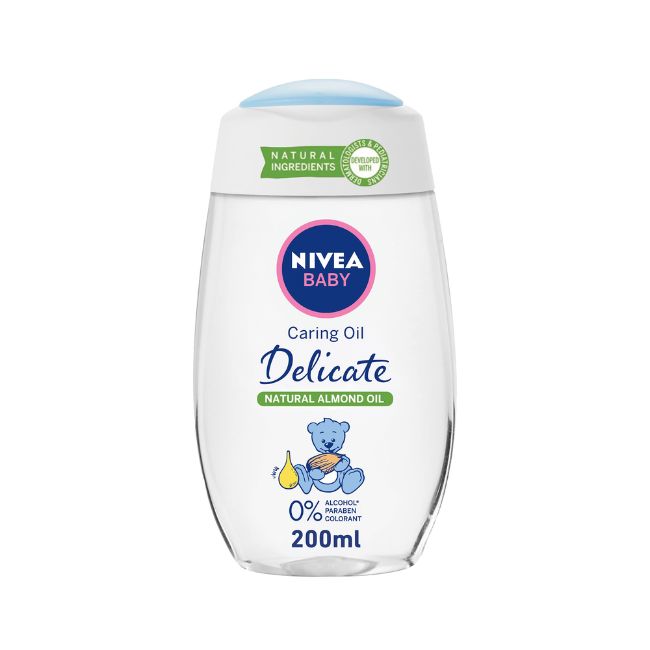 NIVEA Baby Oil Delicate Caring, Natural Almond Oil, 200 ml Baby Bath & Body Care Pinoygrocers