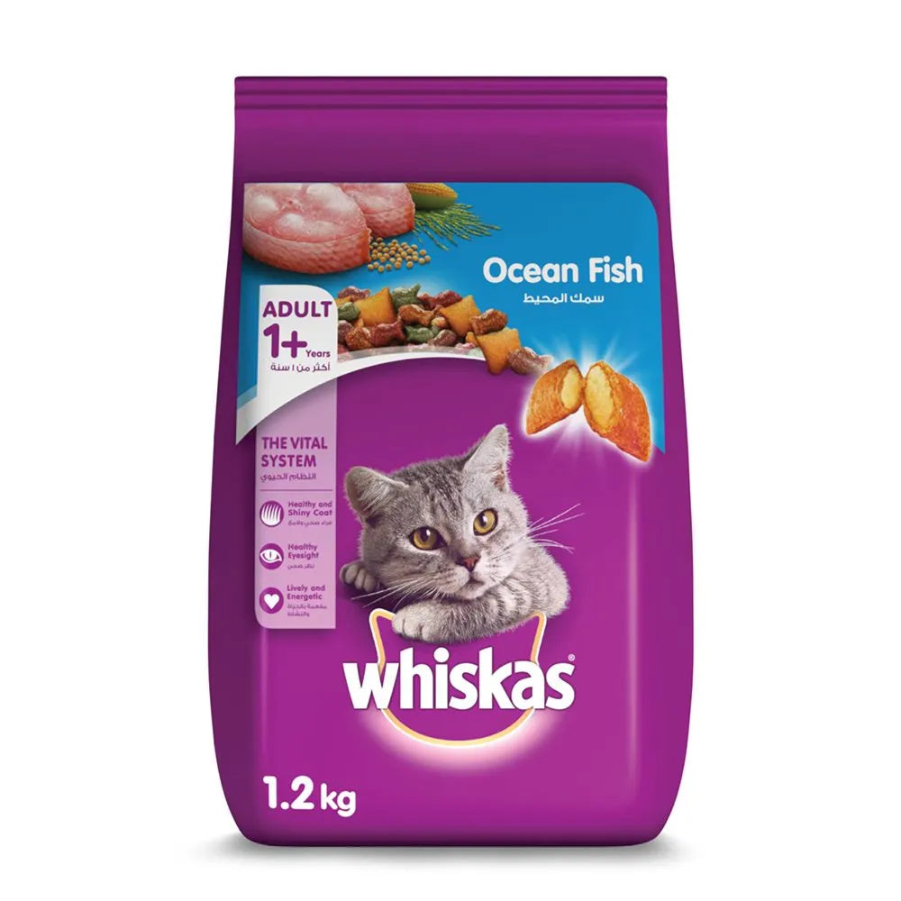Whiskas Ocean Fish Cat Food Bag, Adult 1+ Years, 1.2kg