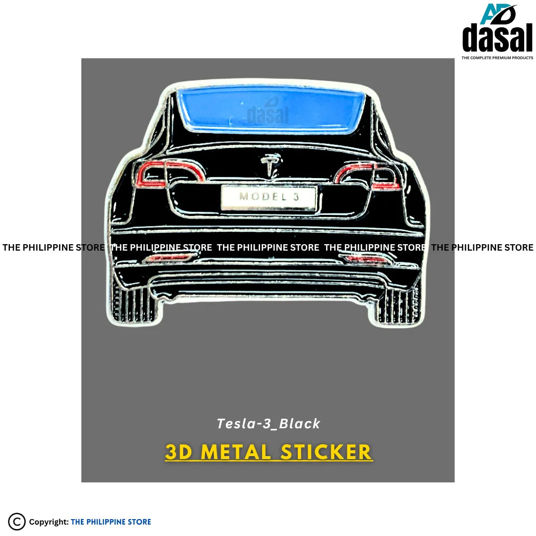 3D Metal Sticker- Tesla-3_Black