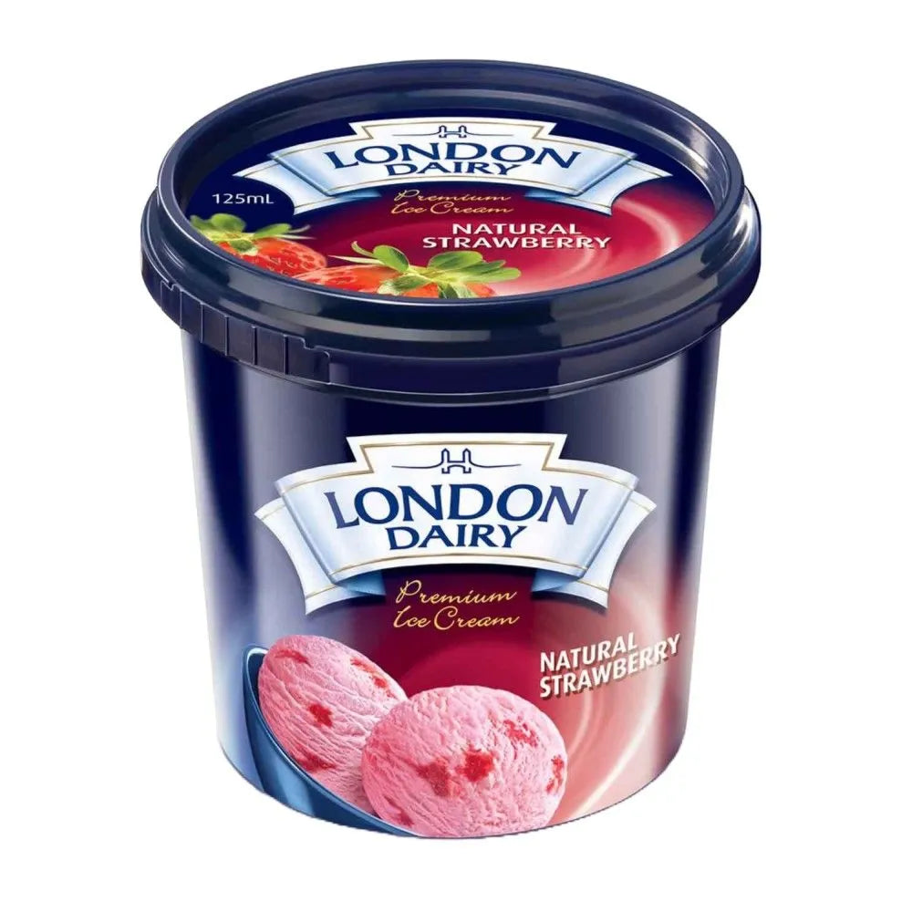 London Dairy Natural Strawberry Ice Cream Cup, 125ml