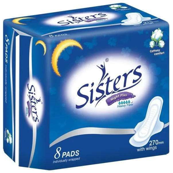 Sisters Night Plus Feminine Pads, 8 Pads