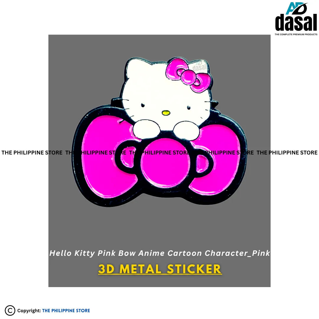3D Metal Sticker- Hello Kitty Pink Bow Anime Cartoon Character_Pink