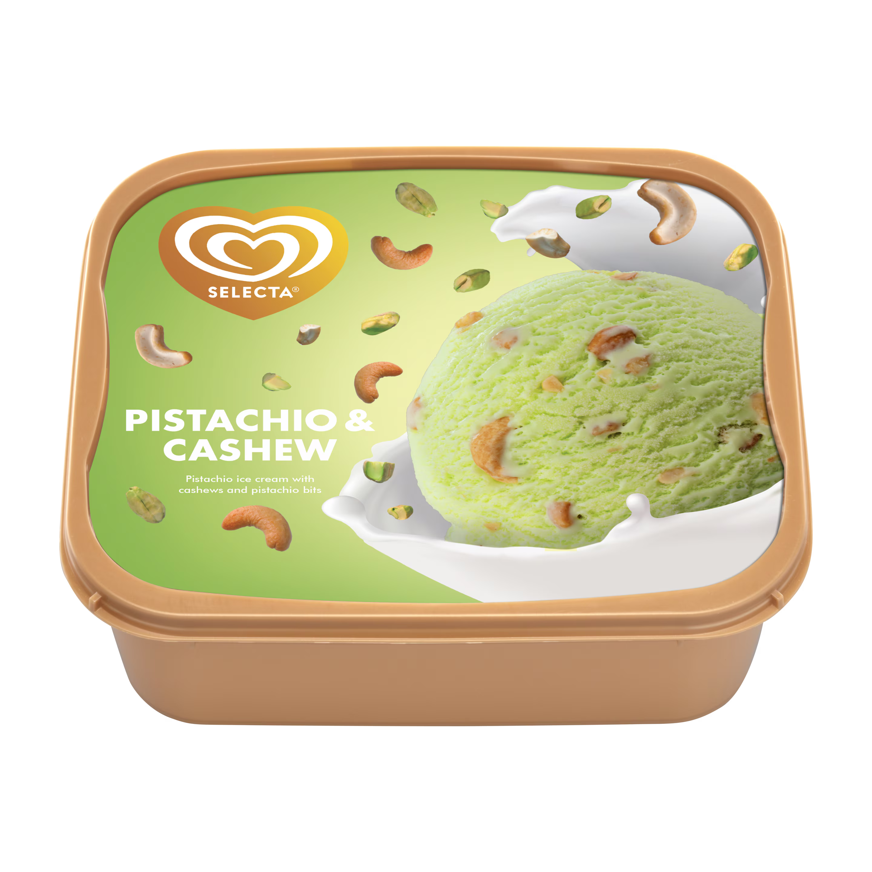 Selecta Pistachio & Cashews Ice Cream Tub 750Ml