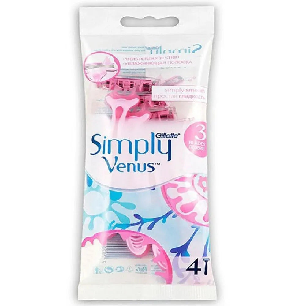 Gillette Simply Venus 3 Blade Disposable Razors, 4 Pieces