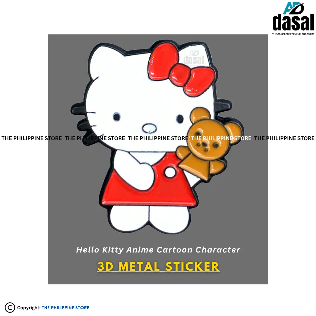 3D Metal Sticker- Hello Kitty Anime Cartoon Character_Red