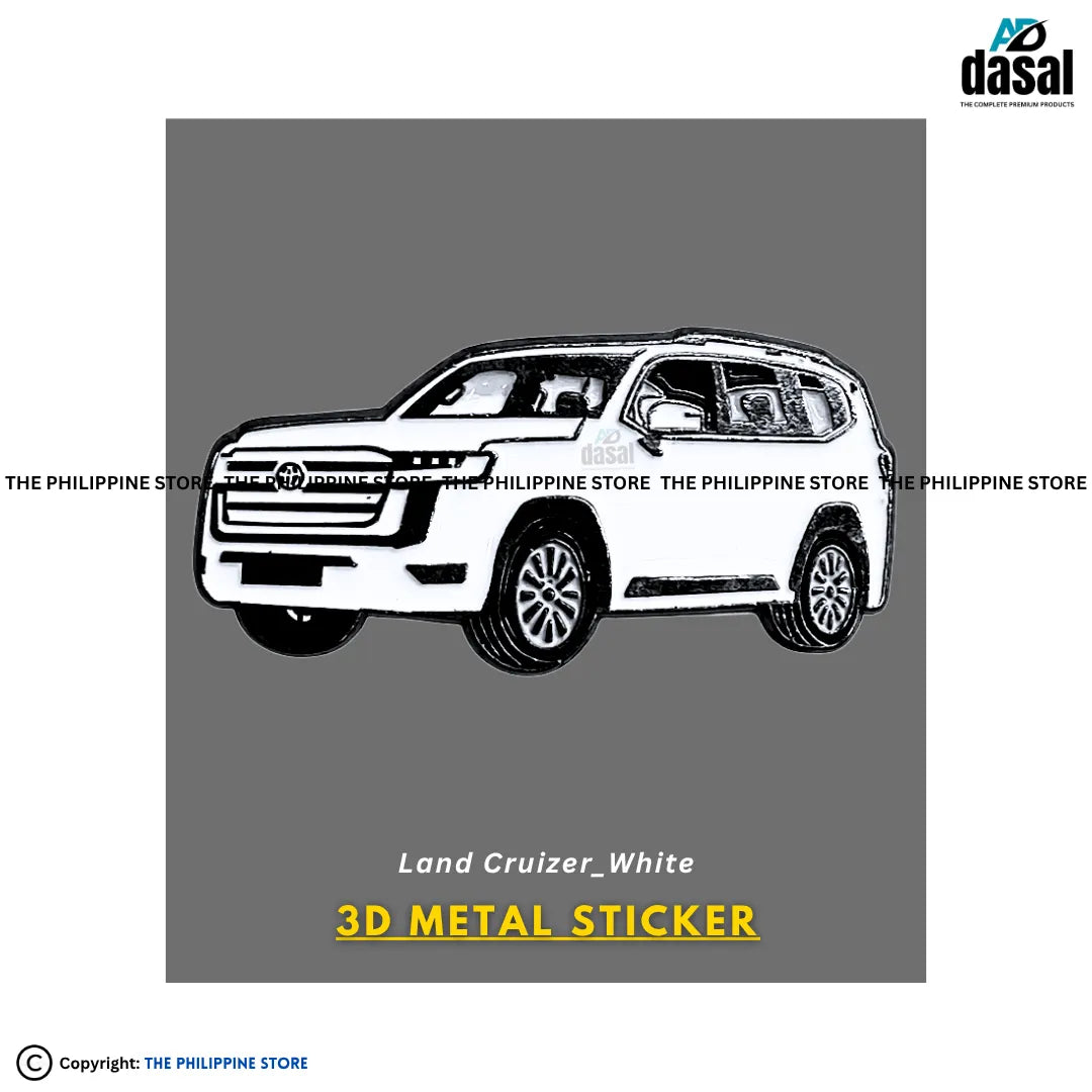 3D Metal Sticker- Land Cruizer_White