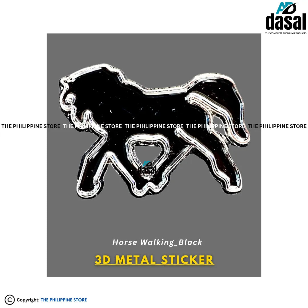 3D Metal Sticker- Horse Walking_Black