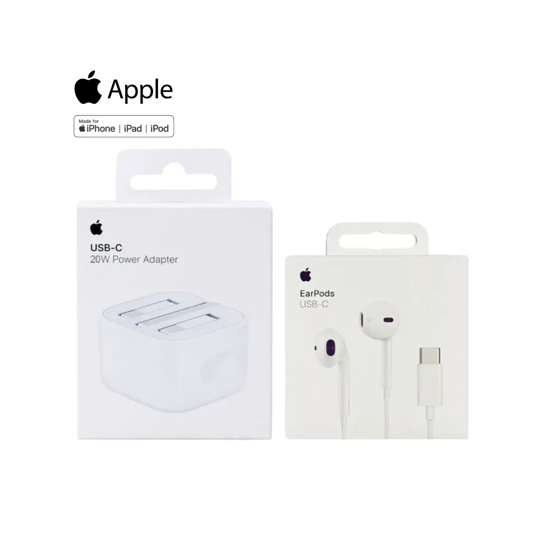 Apple 20W Power Adapter A2344 + Apple Usb-C Earpods A3046 (Multi Value Combo Pack) ( 20W + Chf )