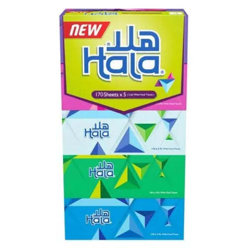Hala White 2ply Facial Tissues Box 5x170 Sheets