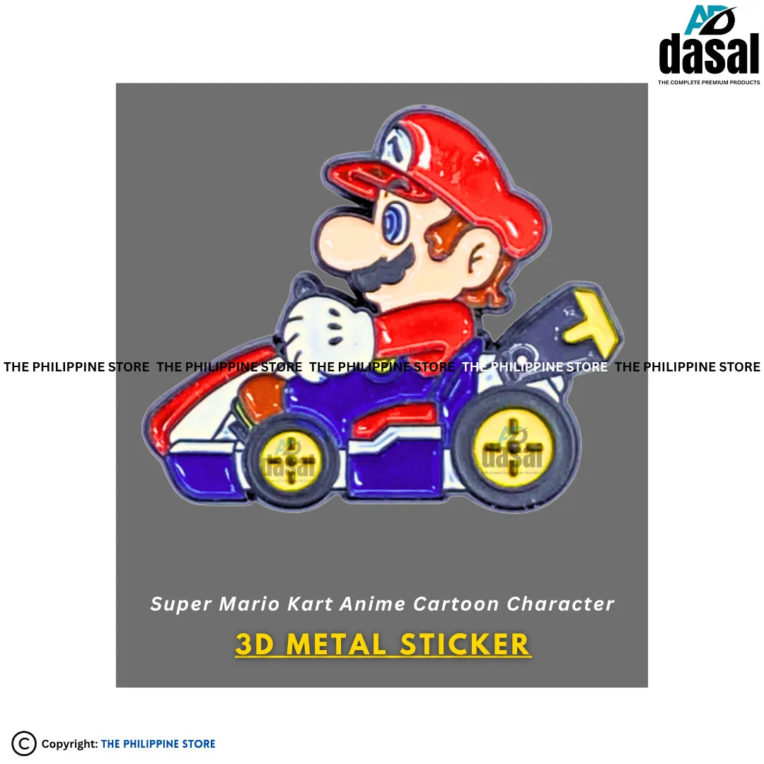 3D Metal Sticker- Super Mario Kart Anime Cartoon Character