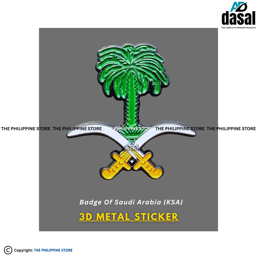 3D Metal Sticker- Badge Of Saudi Arabia (Ksa)