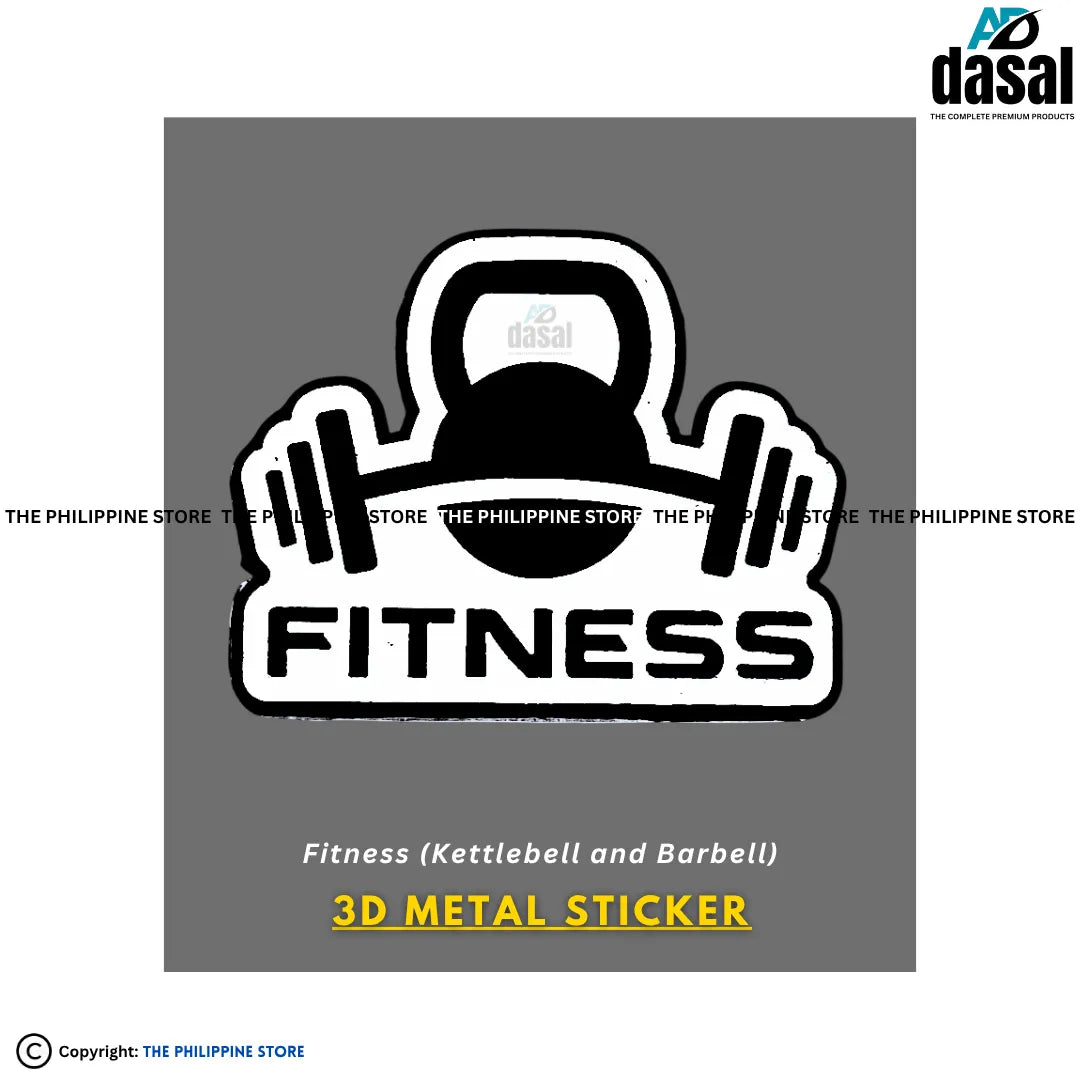 3D Metal Sticker- Fitness (Kettlebell And Barbell)