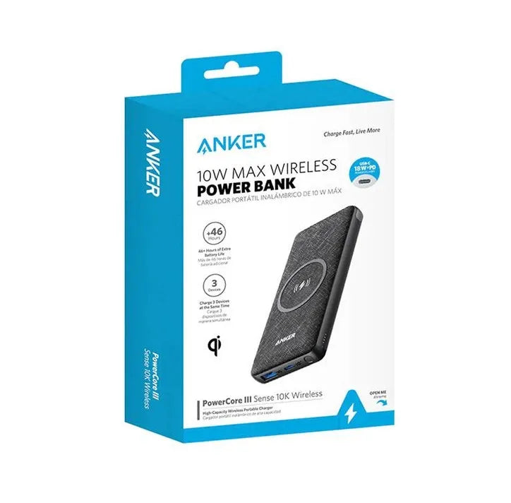 Anker Powercore Lll Sense 10K (10000 Mah), 18W Pd + 10W Max Wireless Magsafe Power Bank_A1617_Black