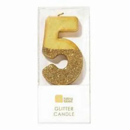 Party Day Glitter Big Number Candle 5 With Holder