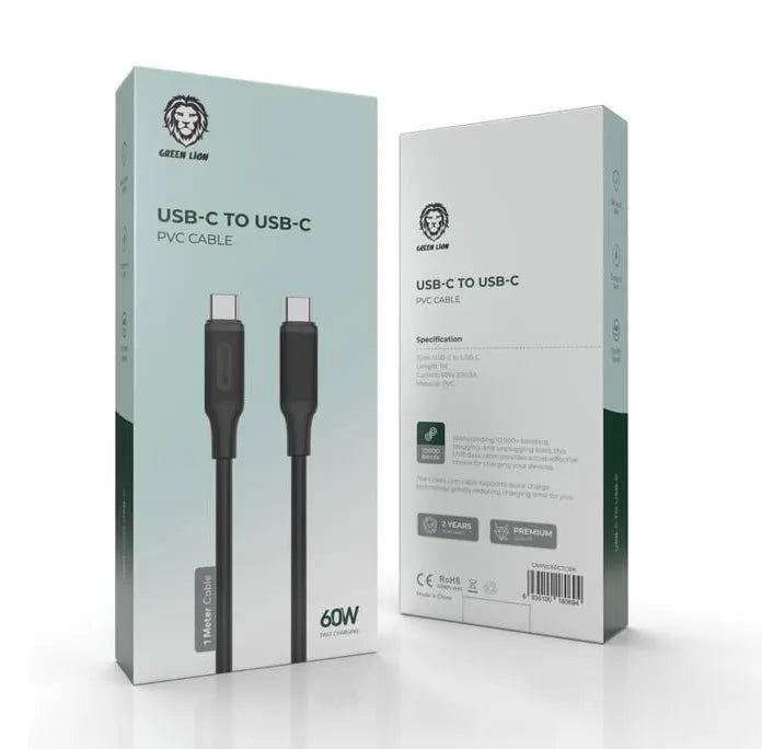 60W Usb-C To Usb-C Cable_1 Meter_Green Lion-(C-C1M)