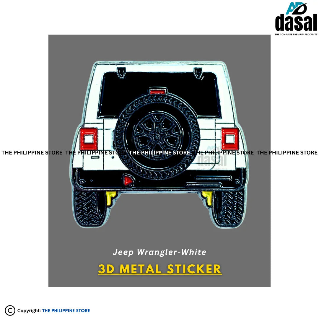 3D Metal Sticker- Jeep Wrangler-White