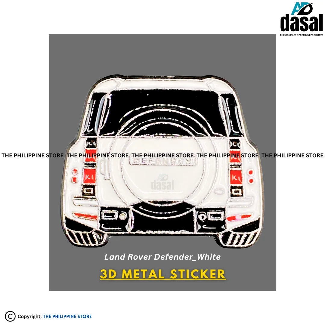 3D Metal Sticker- Land Rover Defender_White