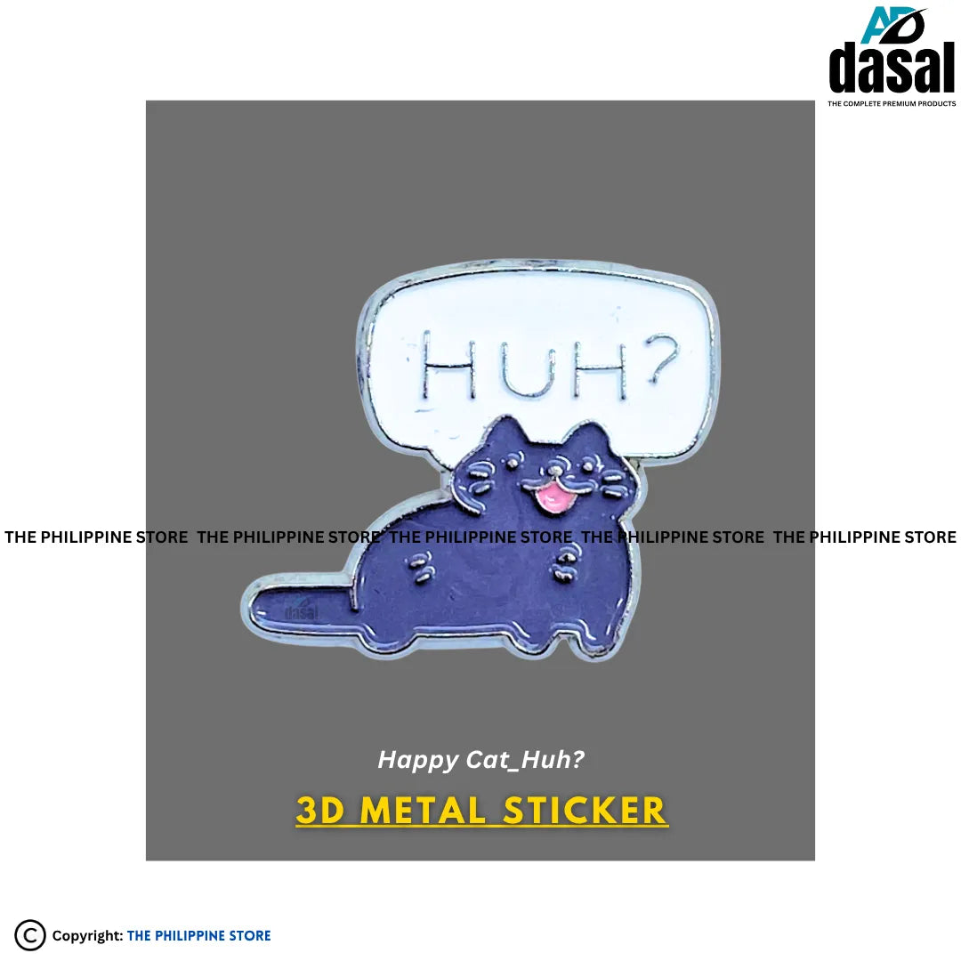3D Metal Sticker- Happy Cat_Huh?