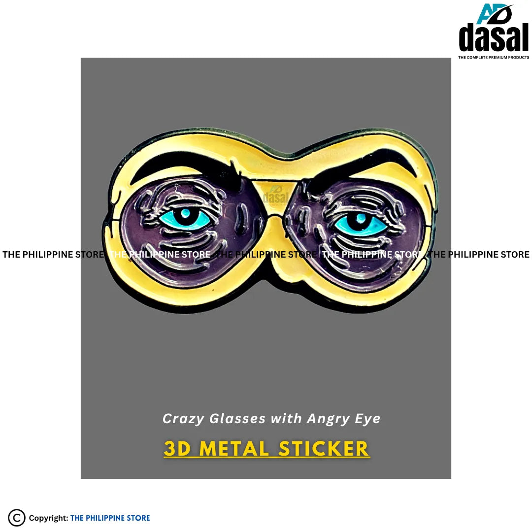 3D Metal Sticker- Crazy Glasses Angry Eye