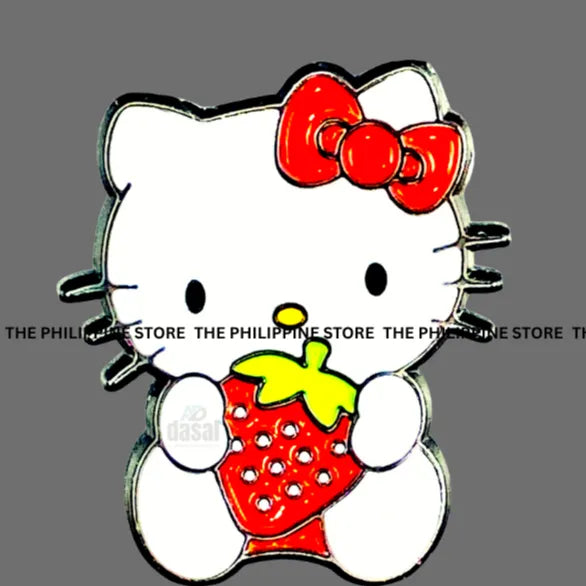 3D Metal Sticker- Hello Kitty Anime Cartoon Character_Strawberry Red