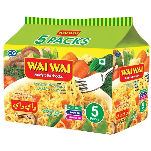 Wai Wai Ready To Eat Instant Noodle Vegetable Flavor 5X75G
