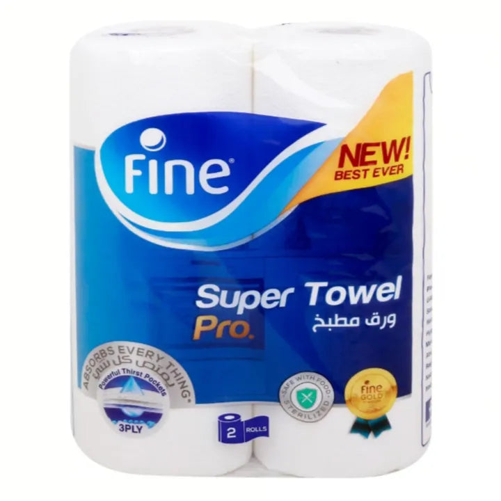 Fine Super Towel Pro 3 Ply,2 Rolls Tissue
