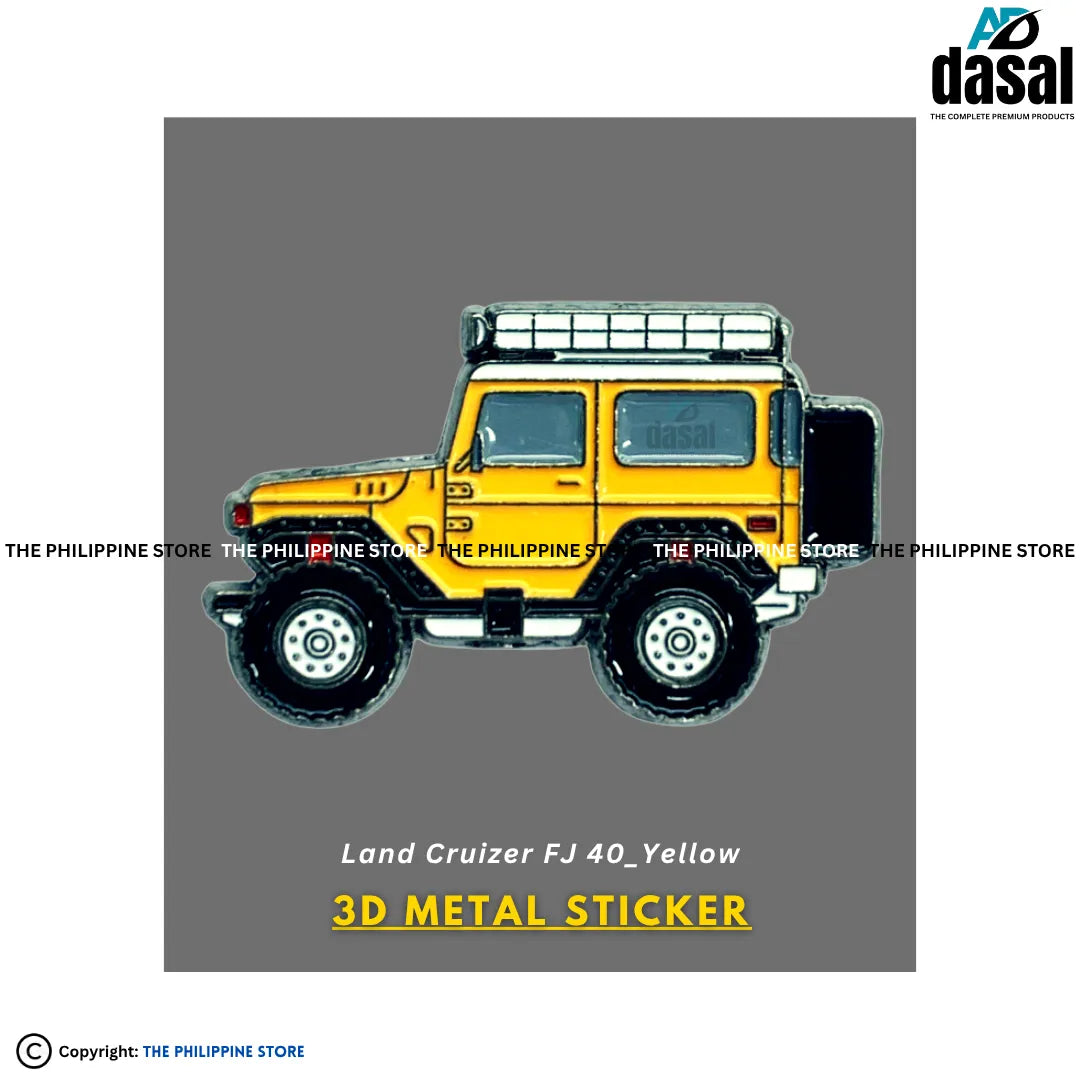 3D Metal Sticker- Land Cruizer Fj 40_Yellow