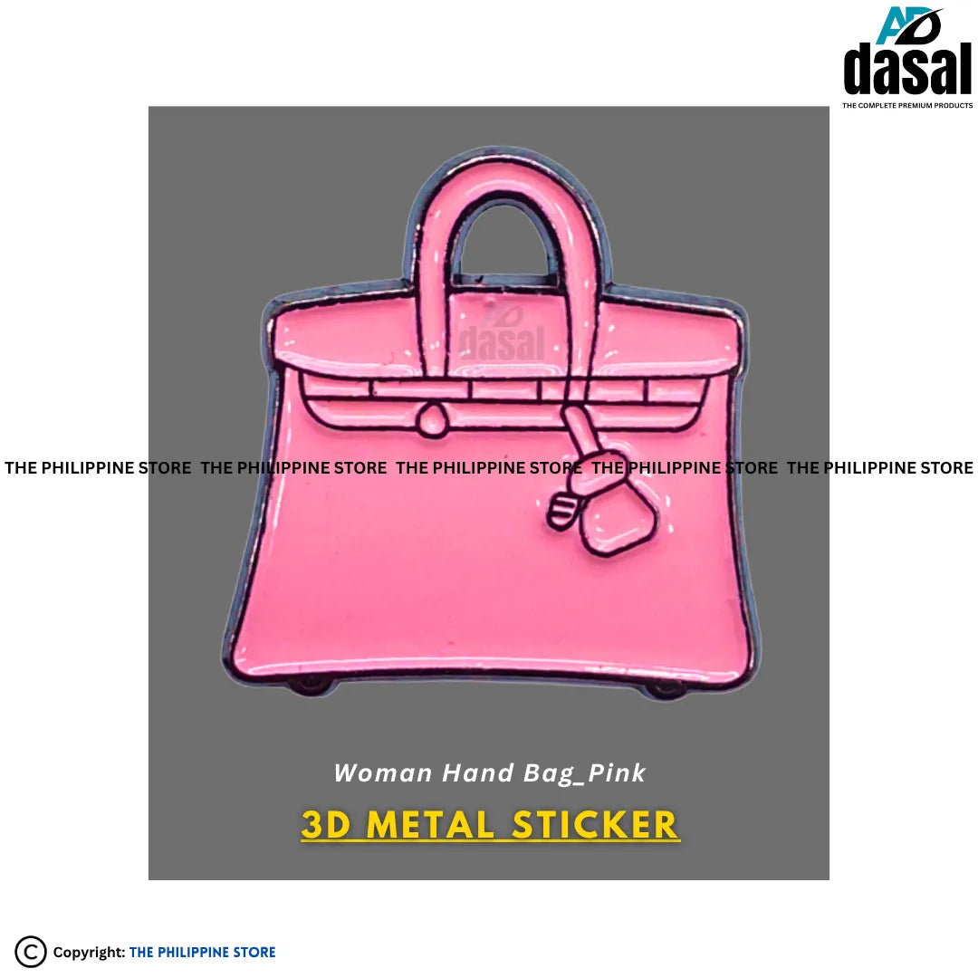 3D Metal Sticker- Woman Hand Bag_Pink