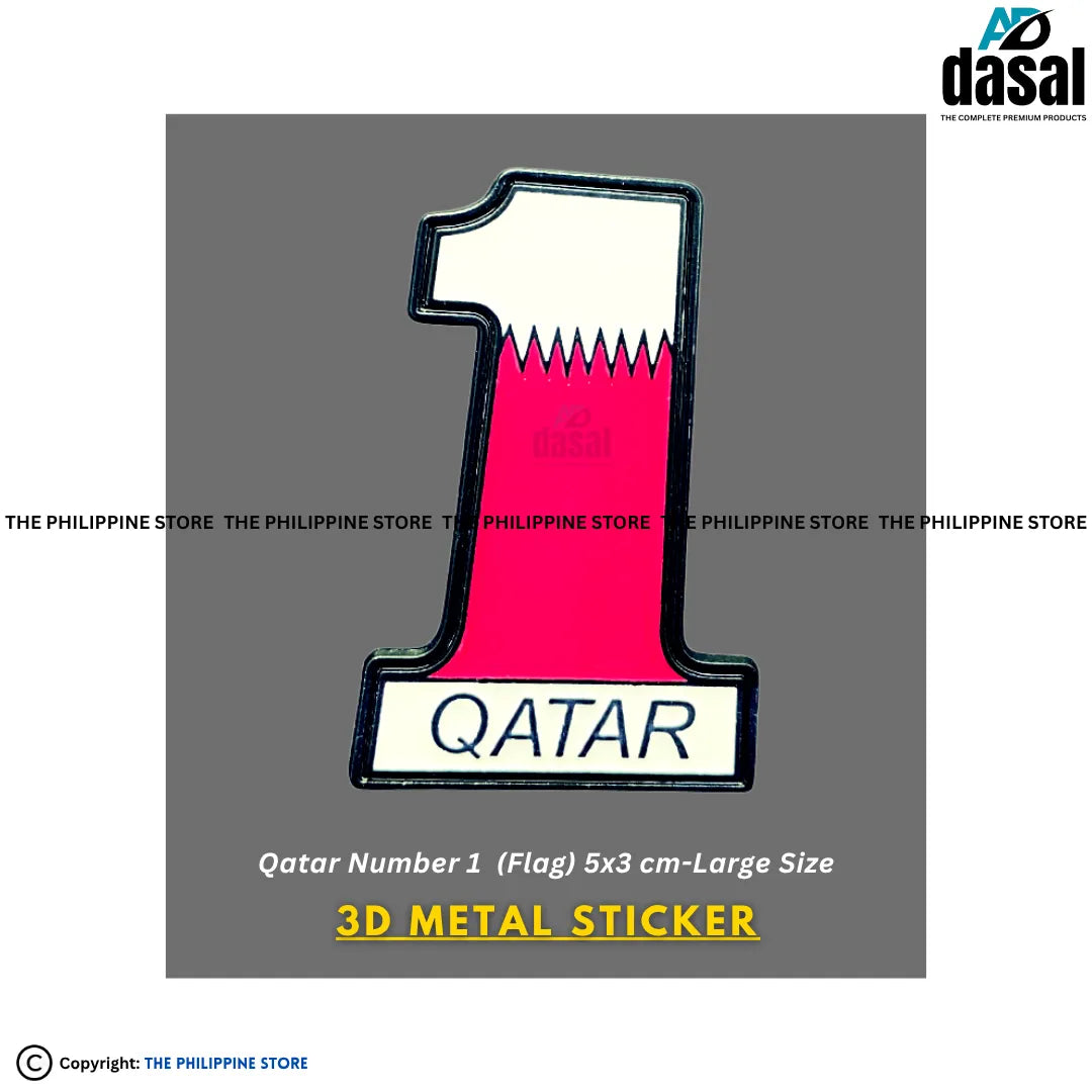 3D Metal Sticker- Qatar Number 1 (Flag) 5X3 Cm-Large Size