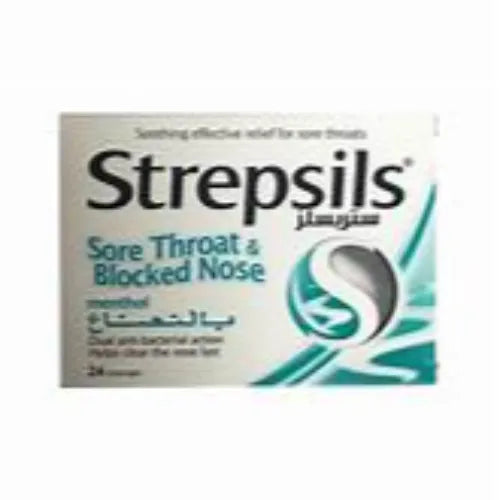 Strepsils Menthol Sore Throat & Blocked Nose Relief Lozenges, 24 Lozenges