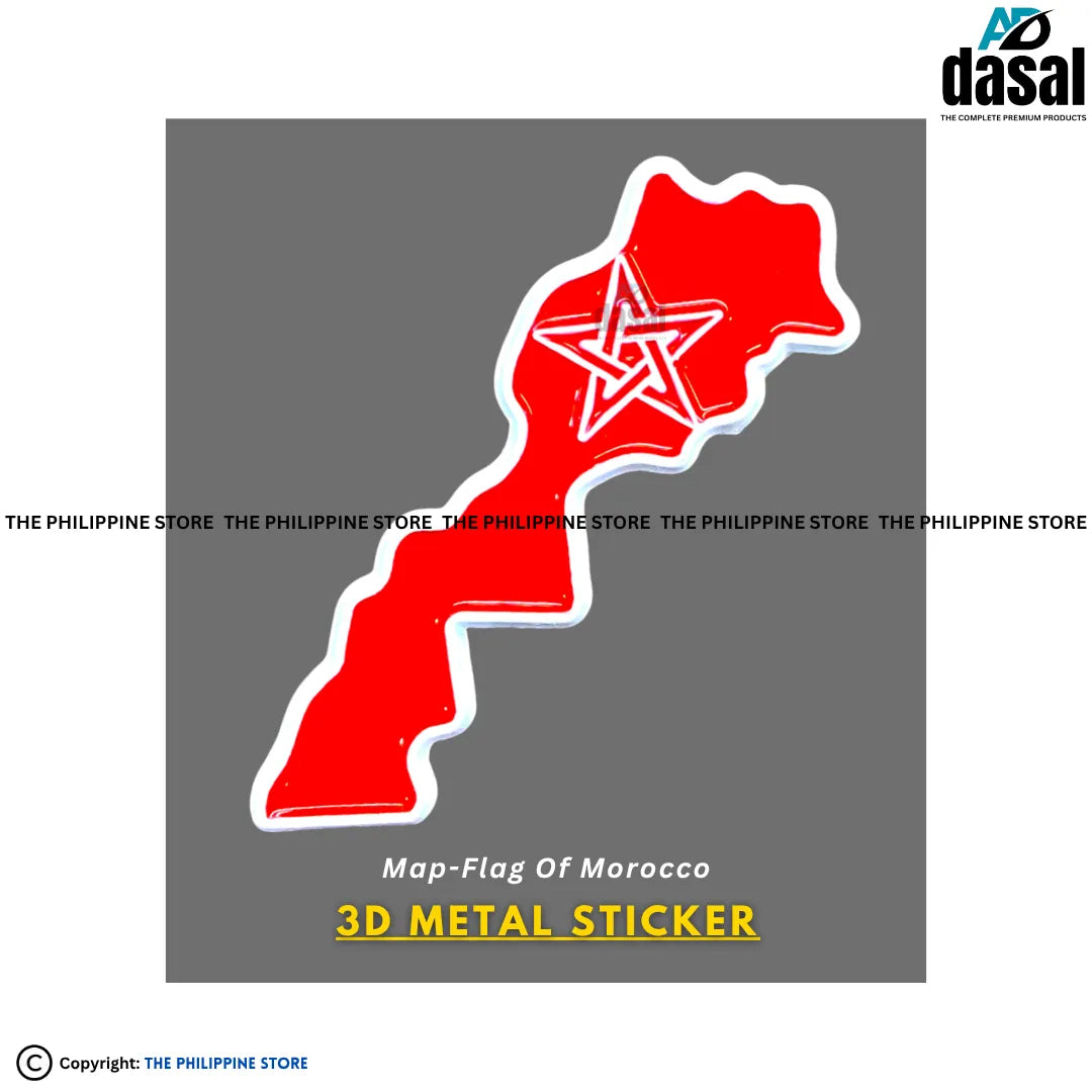 3D Metal Sticker- Map-Flag Of Morocco