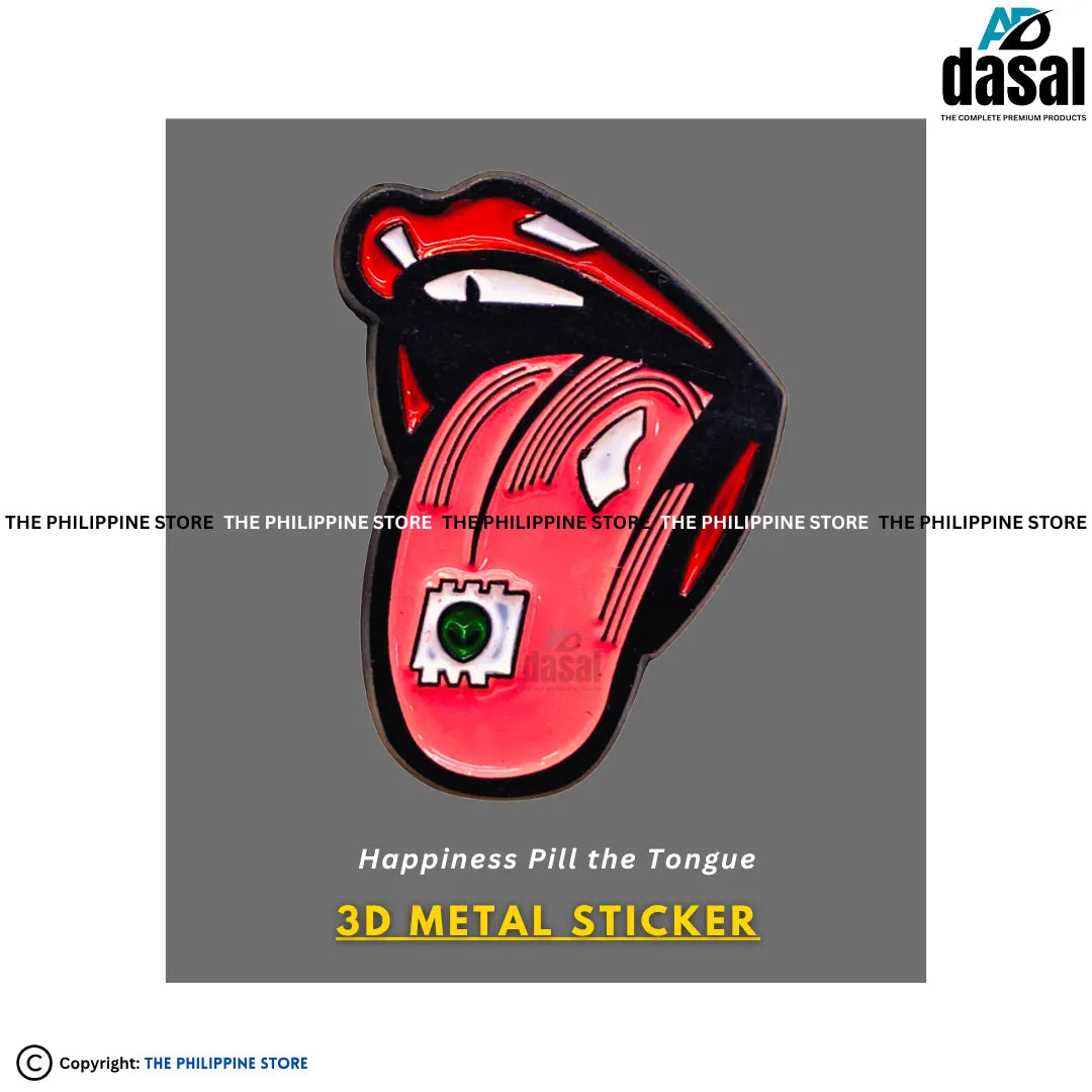 3D Metal Sticker- Happiness Pill The Tongue