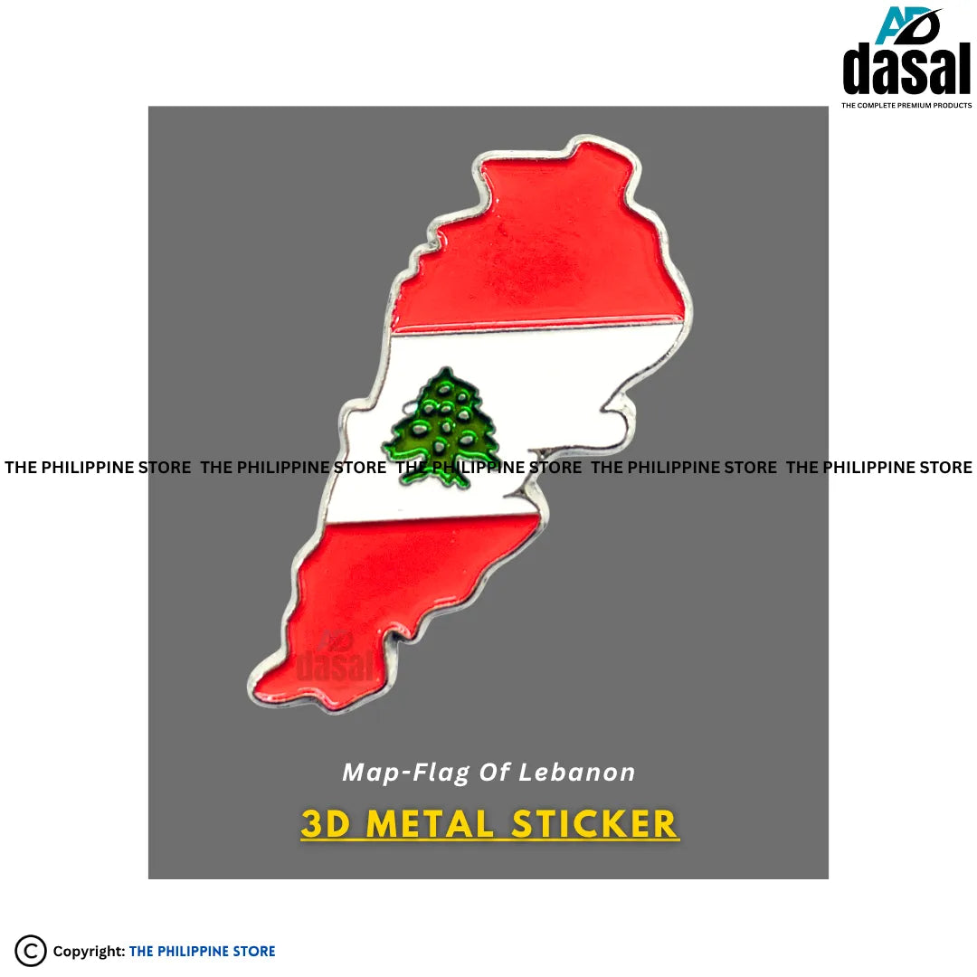 3D Metal Sticker- Map-Flag Of Lebanon