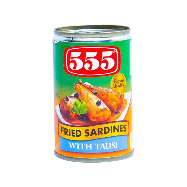555 Canned Fried Sardines with Tausi, 155g Ready-to-Eat Canned Meals Pinoygrocers 