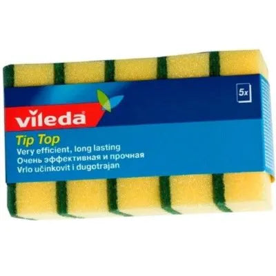 Vileda Tip Top Medium Foam Dishwashing Scourer, 5 Pieces