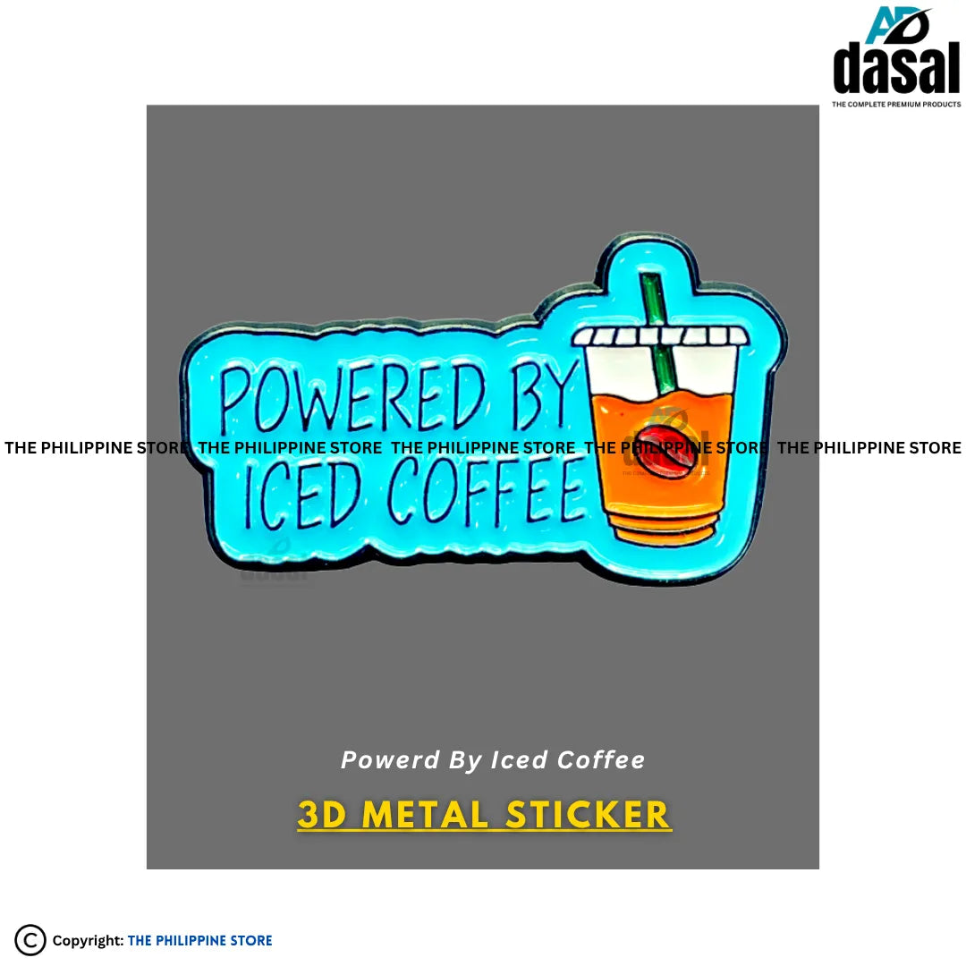 3D Metal Sticker- Powerd By Iced Coffee