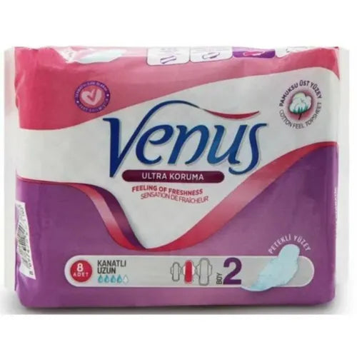 Venus Ultra Absorbency Winged Long Pads, 8 Pads