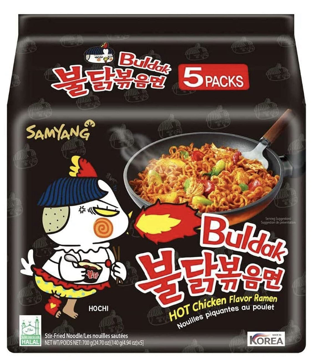 Samyang Buldak Original Chicken flavour Ramen Stir Fried Noodles Pack 5X140g