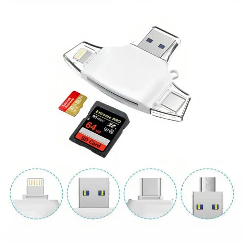 4In1 Card Reader For Usb-A, C, Lightning Connectors_Go-Des Gd-Dk103