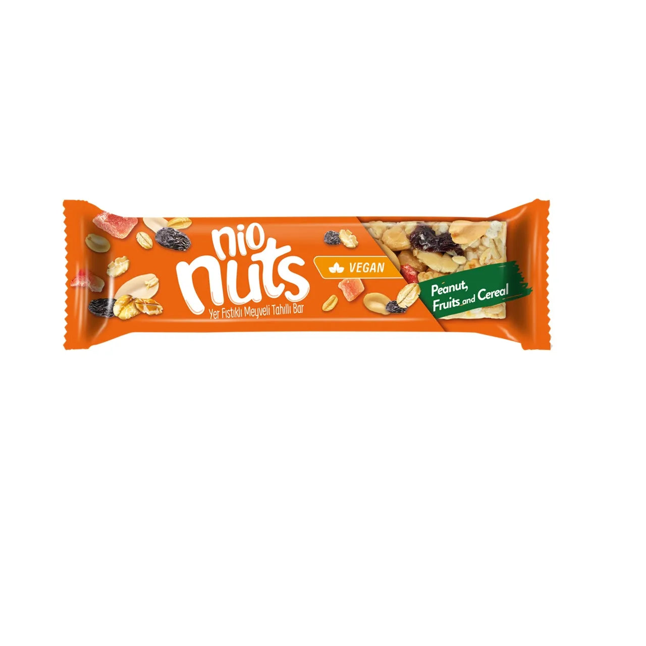 Nio Nuts Vegan Peanut , Peanut Fruits And Cereal Bar 30g