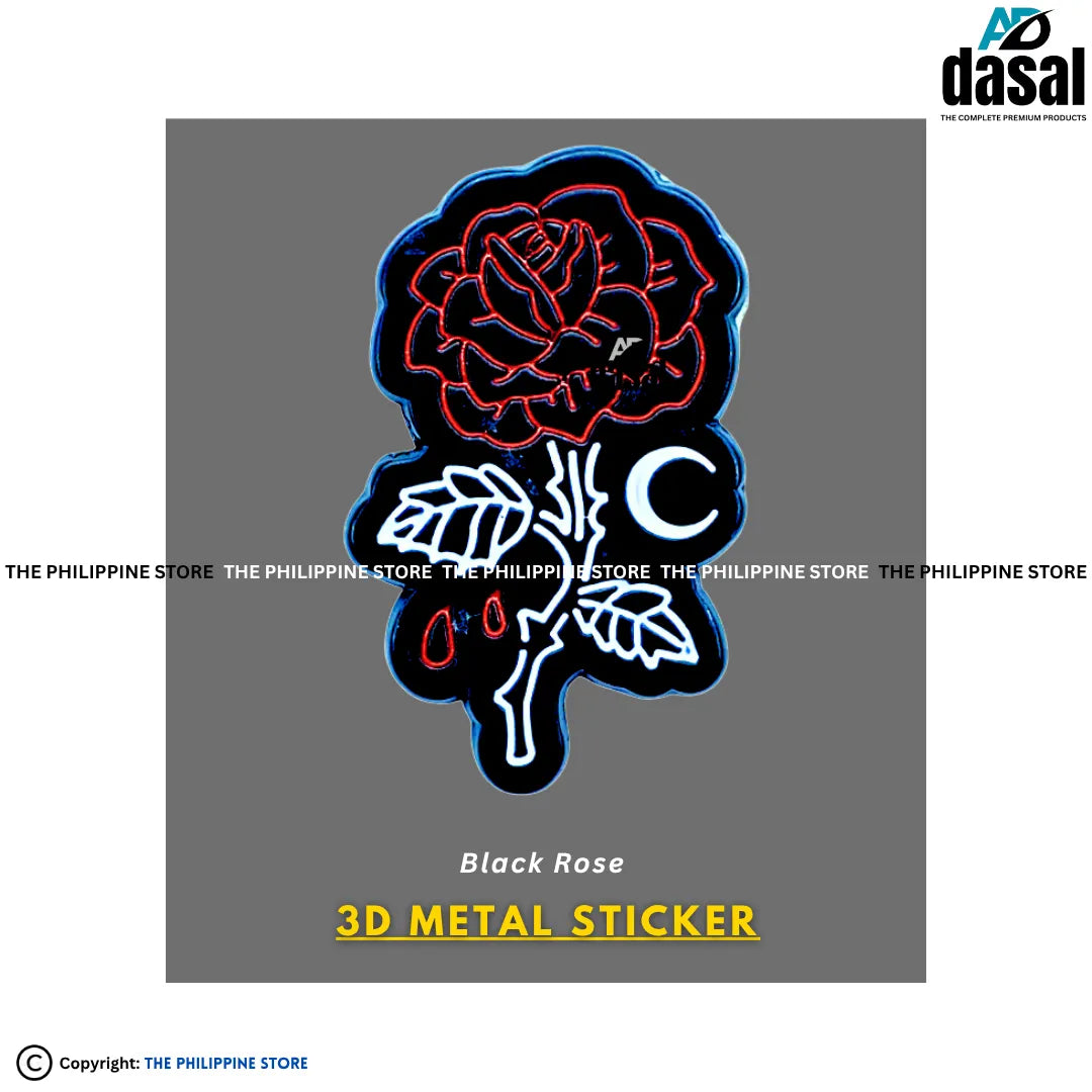 3D Metal Sticker- Black Rose