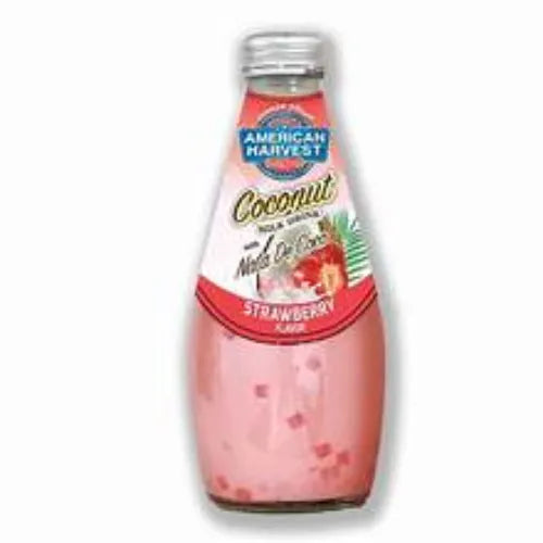 American Harvest Coconut Milk Drink Strawberry Flavor With Nata De Coco 290 Ml