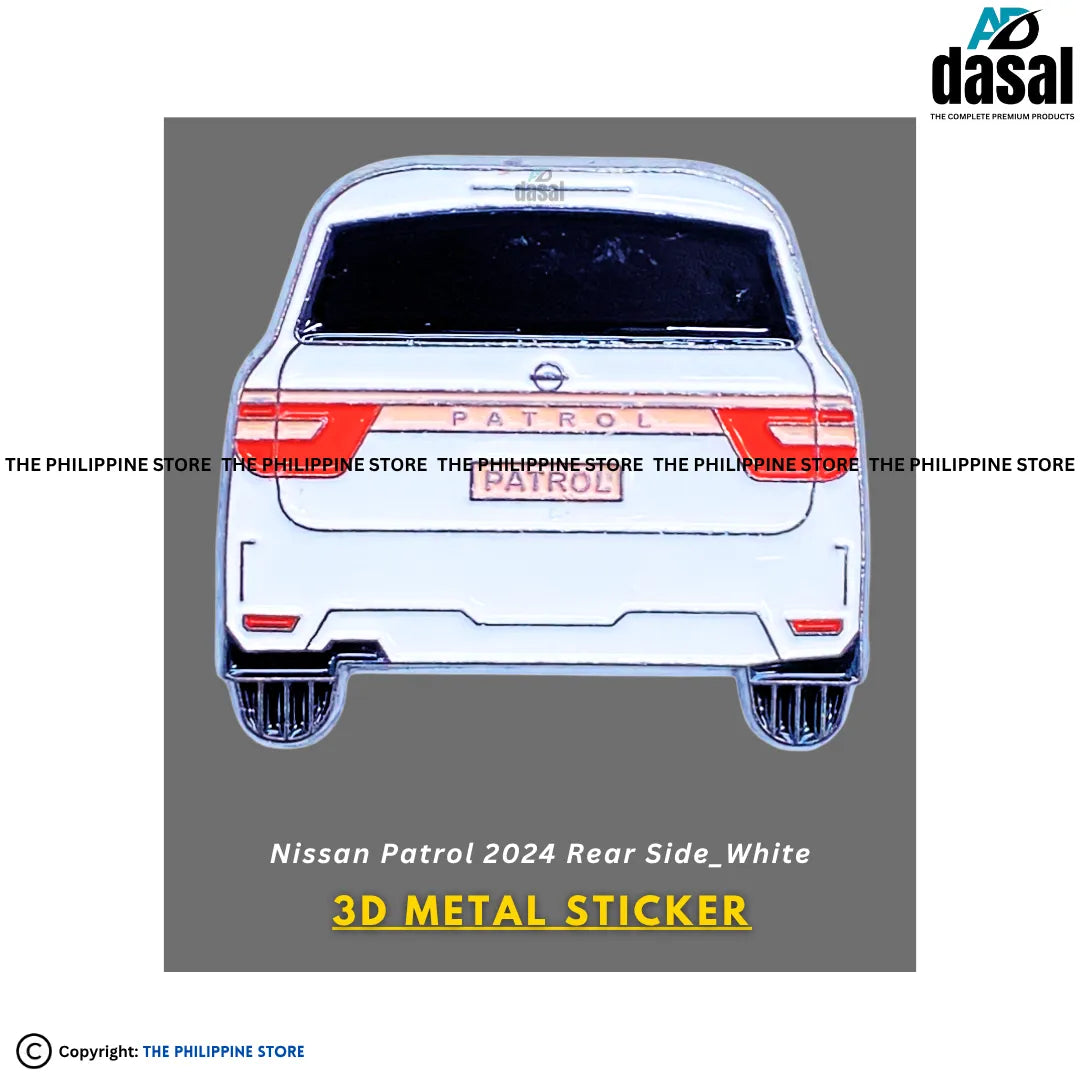 3D Metal Sticker- Nissan Patrol 2024 Rear Side_White