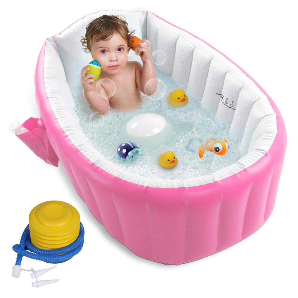 Inflatable Baby Bathtub with Soft Cushion | Portable Infant Bath Tub for Newborns & Toddlers