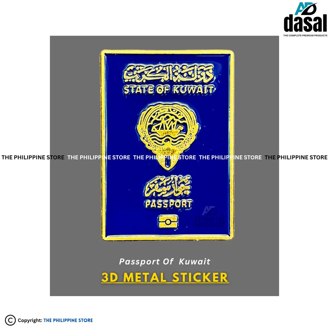 3D Metal Sticker- Passport Of Kuwait