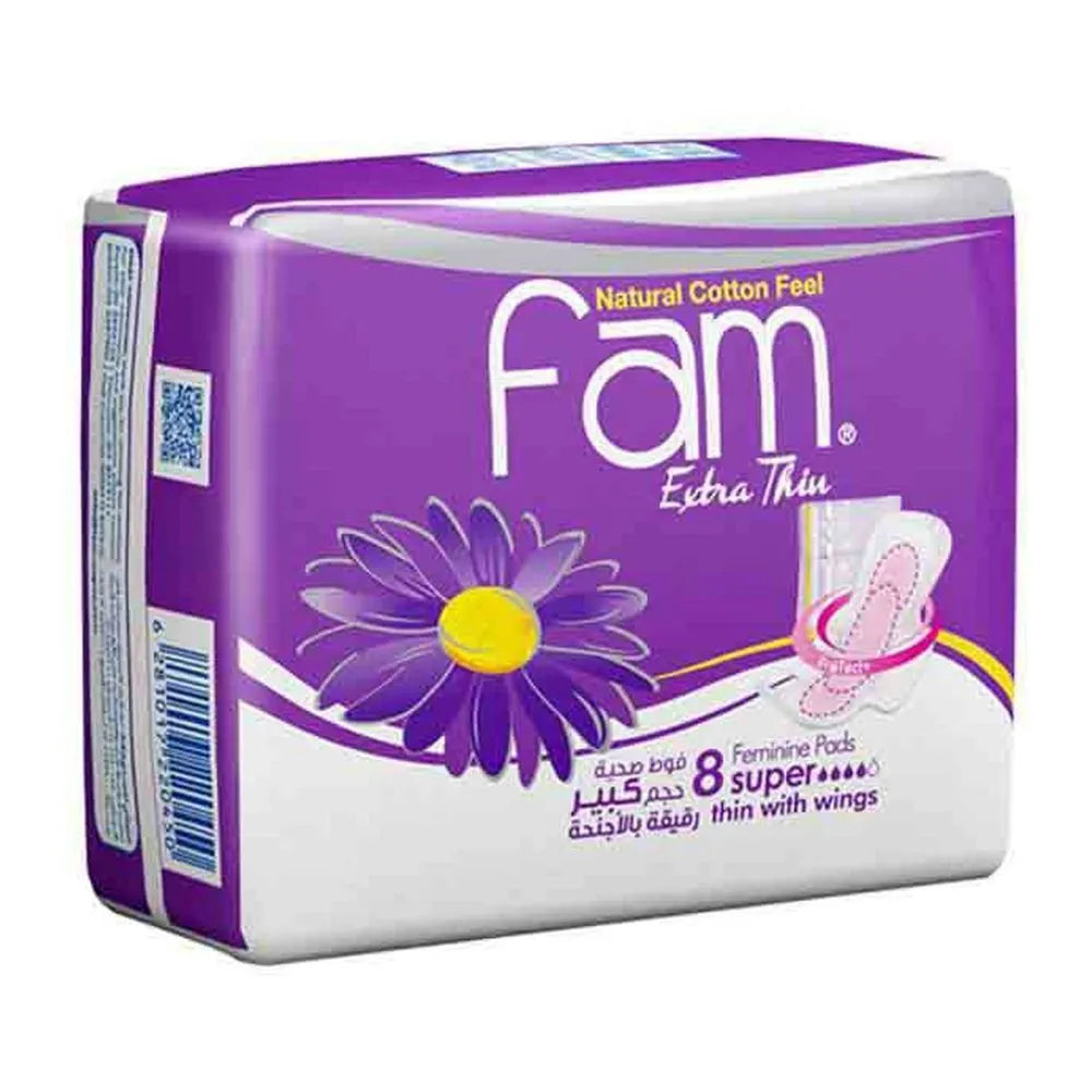 Fam Maxi Thin Pads With Wings - 8 Count